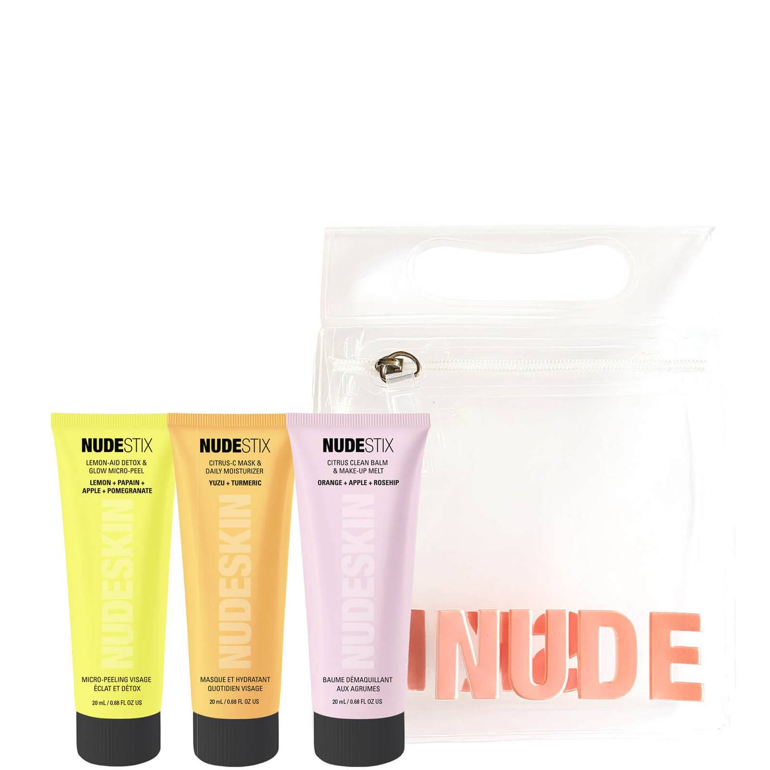 2021-limited-edition-set-nudestix-lemon-aid-detox-glow-paraben-free-anti-dullnes-peeling-lotion-20-ml-nudeskin-citrus-c-moisturizing-cream-mask-for-fa 3-Step Citrus Renew Set Nudestix: Lemon-Aid Detox & Glow, Paraben-Free, Anti-Dullnes, Peeling Lotion, 20 ml + Nudeskin Citrus-C, Moisturizing, Cream Mask, For Face, 20 ml + Nudeskin, Citrus, Cleansing Balm, For Face, 20 ml – Image 1