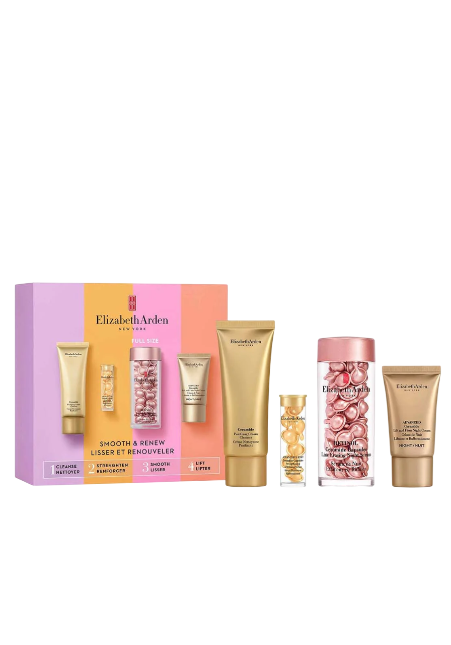 68fe46af017de1761494703-1 Set Elizabeth Arden: Ceramide, Eliminates Impurities, Cleansing Cream, 50 ml + Advanced Ceramide, Lift & Firm, Night, Cream, For Face, 15 ml + Advanced Ceramide, Restores, Serum Capsules, Face, 7 pcs + Retinol, Ceramide, Reduces Fine Lines & Wrinkles, Serum Capsules, Face, 60 pcs – Image 1