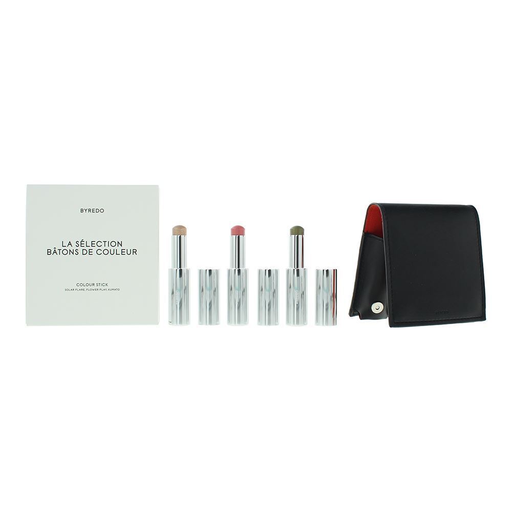 69636d7d97afa1768123773-1 Orange Set Byredo: Colour Stick, Multifunctional, Eyeshadow Stick, 509, Solar Flare, 3.5 g + Colour Stick, Multifunctional, Eyeshadow Stick, Kumato Face, 3.5 g + Colour Stick, Multifunctional, Eyeshadow Stick, Flower Play, 3.5 g + Byredo, GWP Leather Pouch – Image 1