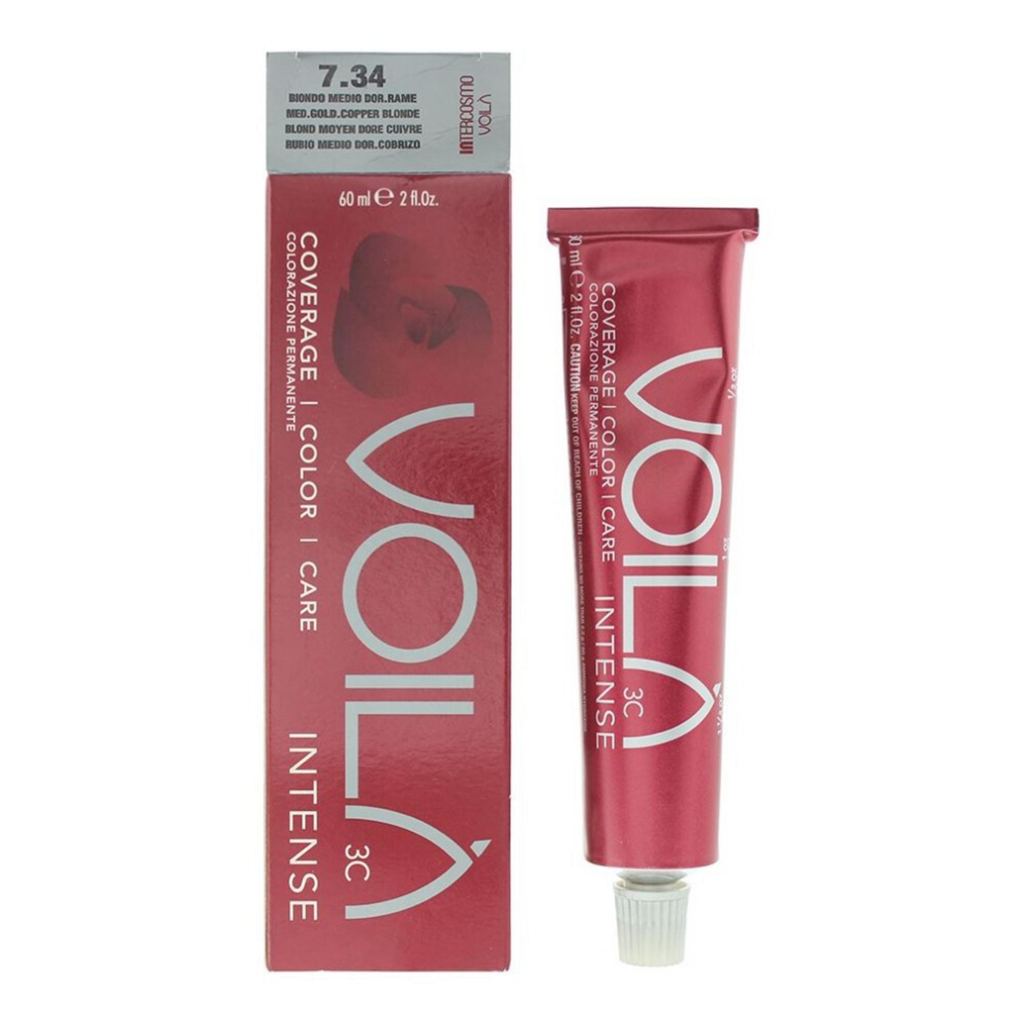 8007376011199-2-68e4db443b8c7 Intercosmo, Voila 3C Intense, Permanent Hair Dye, 7.34 Medium Golden Copper Blonde, 60 ml – Image 1