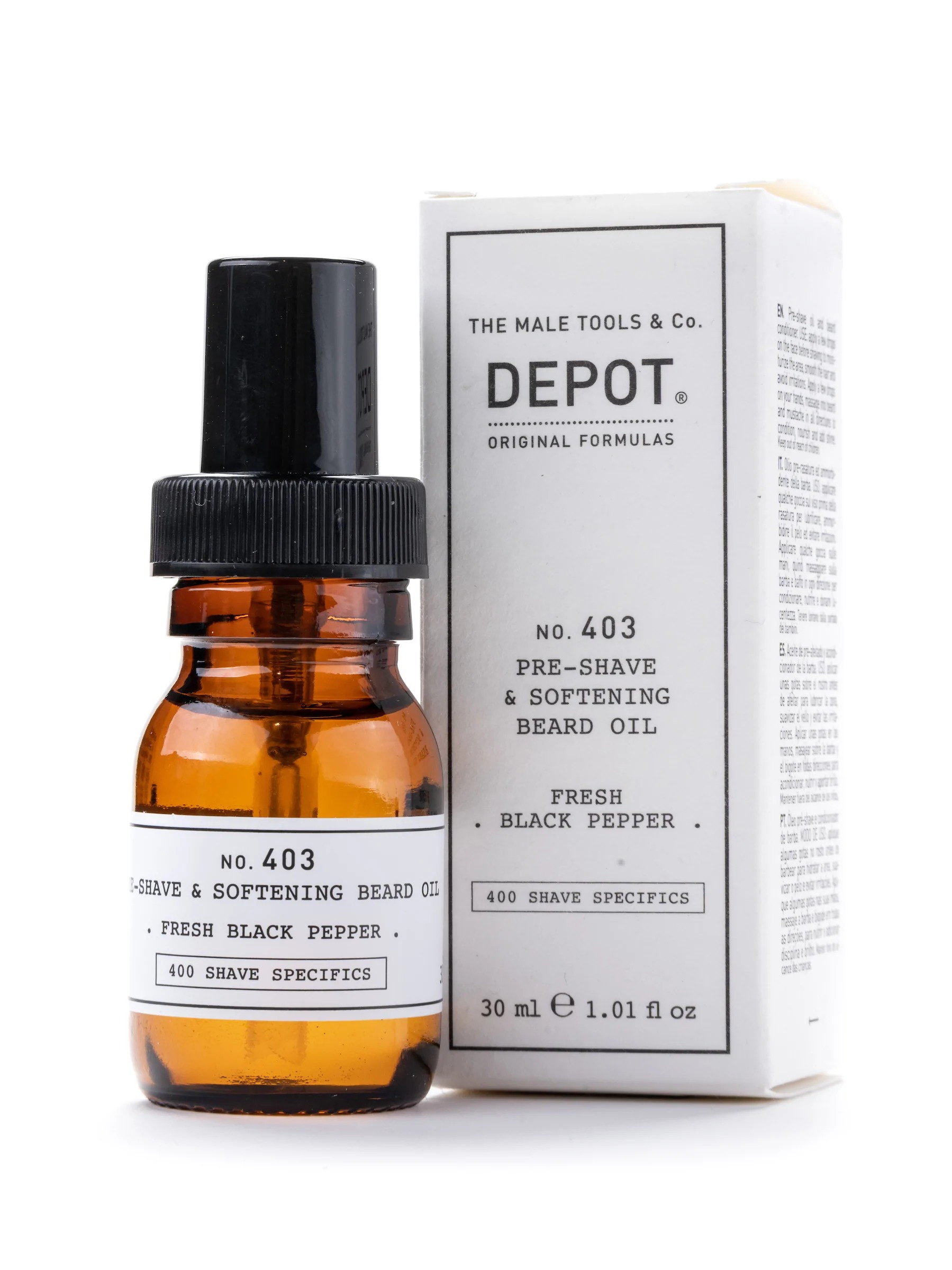 depot-400-shave-specifics-vitamin-e-beard-oil-for-shine-and-softness-30-ml-1670777375-1 Depot, 400 Shave Specifics No. 403, Fresh Black Pepper, Softening, Pre-Shaving Oil, 30 ml – Image 1