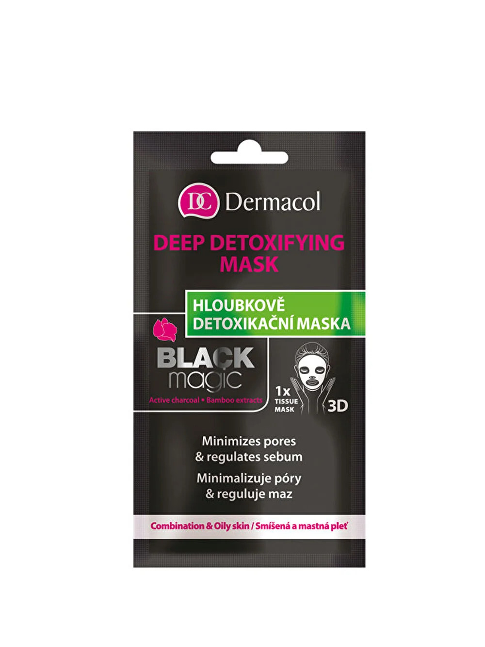 dermacol-black-magic-activated-charcoal-detoxifying-sheet-mask-for-face-1-ml-1687518353 Dermacol, Black Magic, Activated Charcoal, Detoxifying, Sheet Mask, For Face, 15 ml *Tester – Image 1