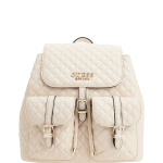 Guess, Adam Flap, Polyurethane, Textile Backpack, Stone, For Women