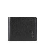 Piquadro, Piquadro, Leather Wallet, With Zipped Coin Pocket, Black, For Men