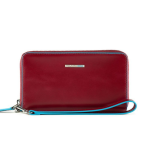 Piquadro, Blue Square, Leather Wallet, Red, For Women