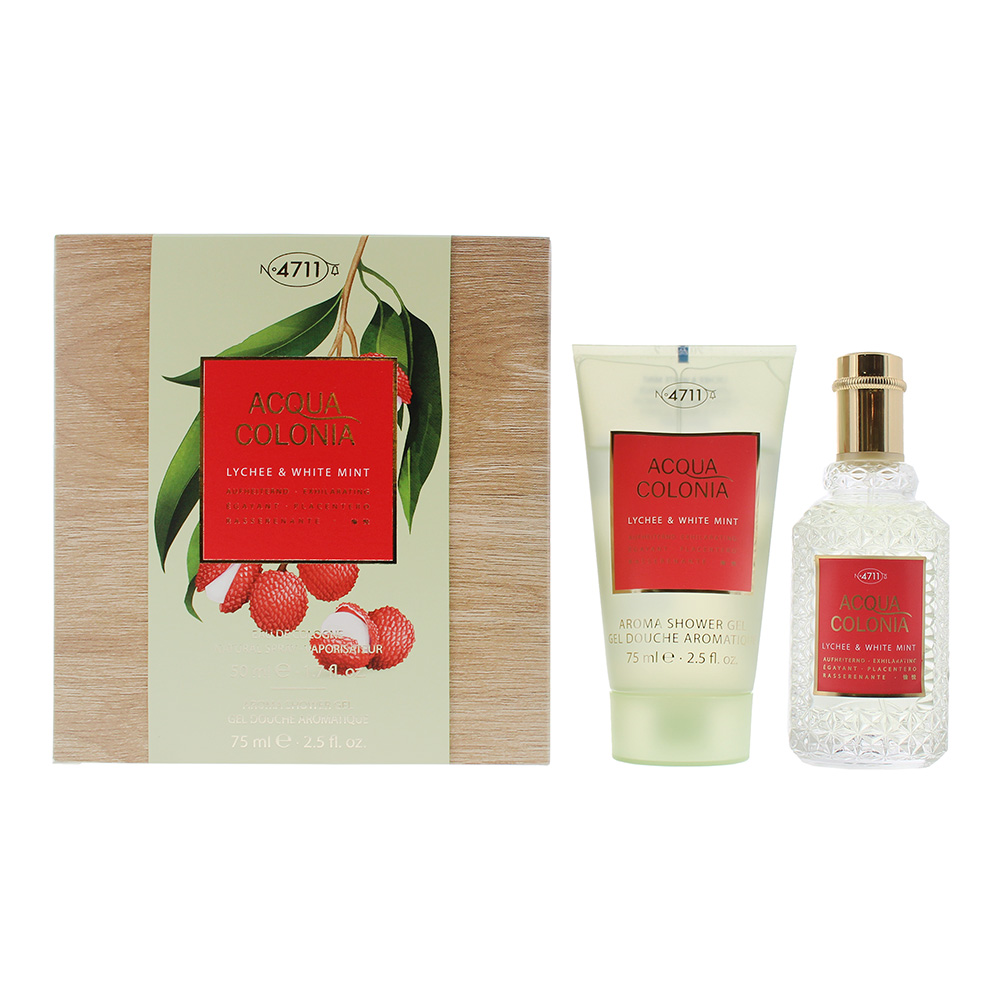 10036910-00102 Set 4711: Acqua Colonia Lychee & White Mint, Eau De Cologne, Unisex, 50 ml + Acqua Colonia, Lychee & White Mint, Moisturizing, Shower Gel, Body, All Skin Types, 75 ml – Image 1