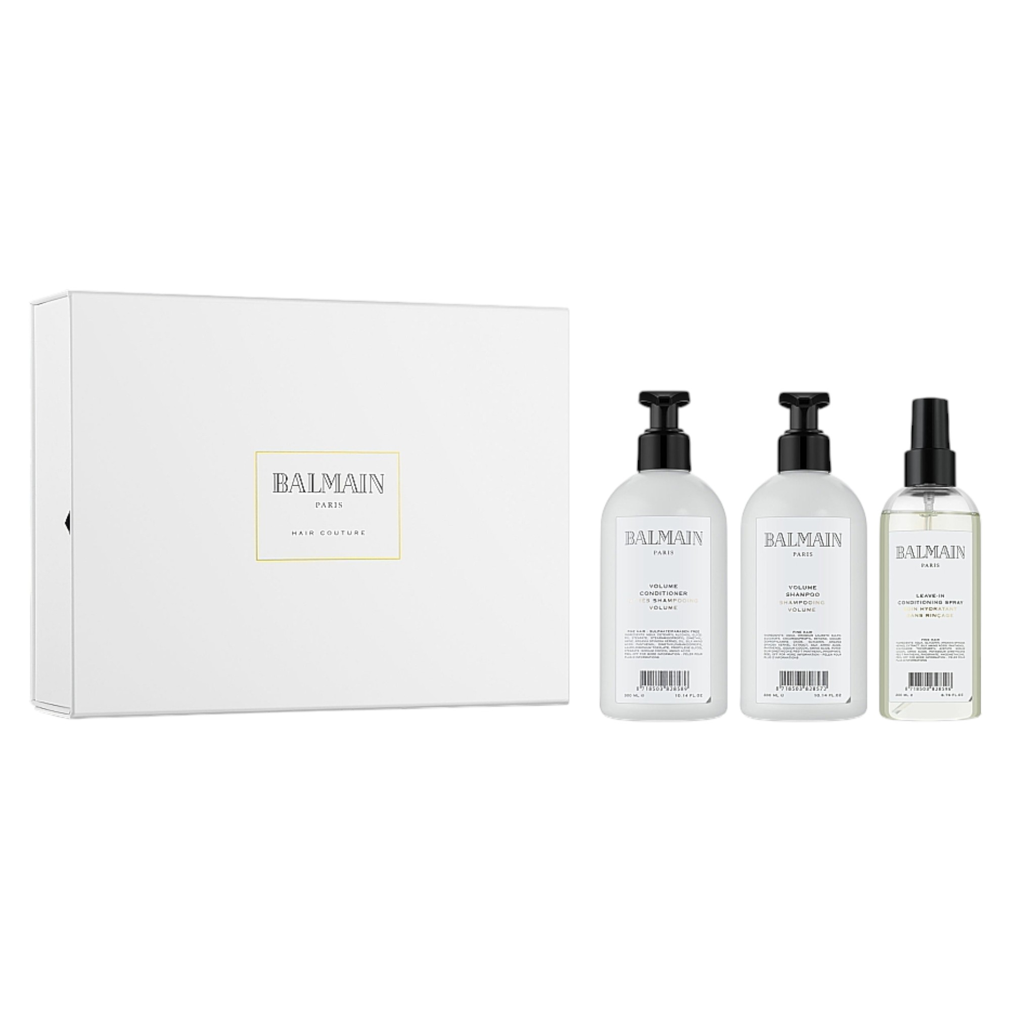 set-balmain-volume-hair-shampoo-hydrating-300-ml-volume-hair-conditioner-moisturizing-300-ml-volume-hair-spray-treatment-conditioning-200-ml-1762433595 Set Balmain: Volume, Hair Shampoo, Hydrating, 300 ml + Volume, Hair Conditioner, Moisturizing, 300 ml + Volume, Hair Spray Treatment, Conditioning, 200 ml + Balmain, Scalp Brush – Image 1