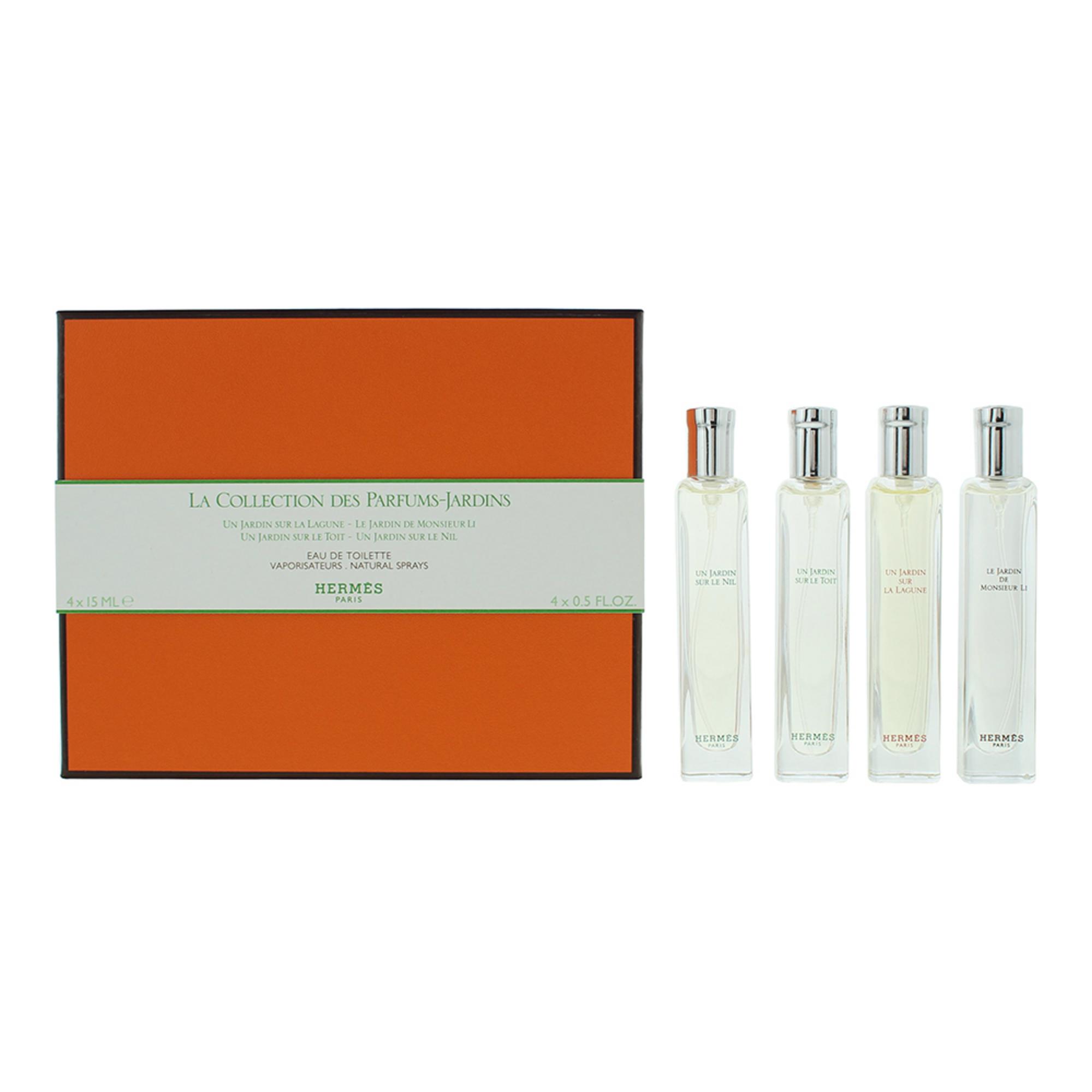 10047464-00101 Set Hermes: Un Jardin Sur Le Nil, Eau De Toilette, Unisex, 15 ml + Un Jardin Sur Le Toit, Eau De Toilette, Unisex, 15 ml + Un Jardin Sur La Lagune, Eau De Toilette, Unisex, 15 ml + Le Jardin de Monsieur Li, Eau De Toilette, For Women, 15 ml – Image 1