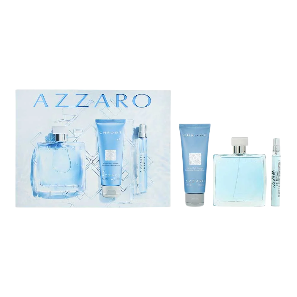 set-loris-azzaro-chrome-eau-de-toilette-for-men-100-ml-chrome-eau-de-toilette-for-men-10-ml-chrome-shower-gel-shampoo-2-in-1-75-ml-1768121517-1 Set Loris Azzaro: Chrome, Eau De Toilette, For Men, 100 ml + Chrome, Eau De Toilette, For Men, 10 ml + Chrome, Shower Gel & Shampoo 2-In-1, 75 ml – Image 1