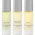 Set Thameen London: Fanfare, Eau De Cologne, Unisex, 10 ml + Bohemian Infusion, Eau De Cologne, Unisex, 10 ml + Bravi, Extrait De Parfum, Unisex, 10 ml