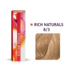 Wella Professionals, Color Touch, Ammonia-Free, Semi-Permanent Hair Dye, 8/3 Golden Light Blonde, 60 ml